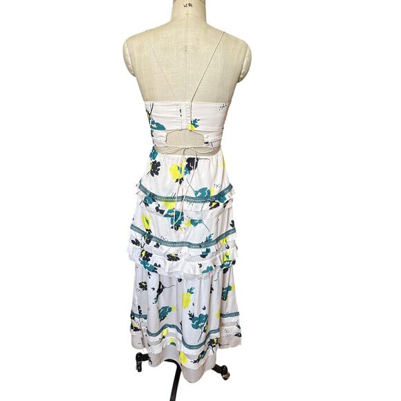 Self-Portrait Midi Tiered Floral Dress Size 4 - Picture 4 of 11